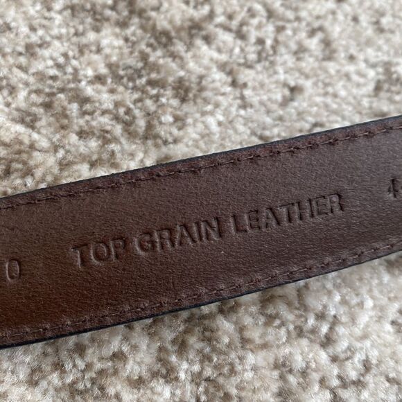 Top Grain Brown/black Leather Belt 44 - Picture 7 of 8